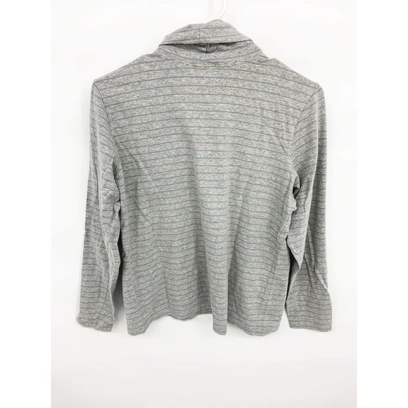 L.L Bean Turtleneck Striped Sweatshirt Grey Pullover Long Sleeve Size M - Picture 3 of 3